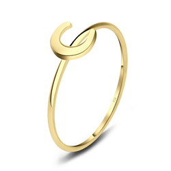 Gold Plated Crescent Moon Silver Ring NSR-2578-GP
